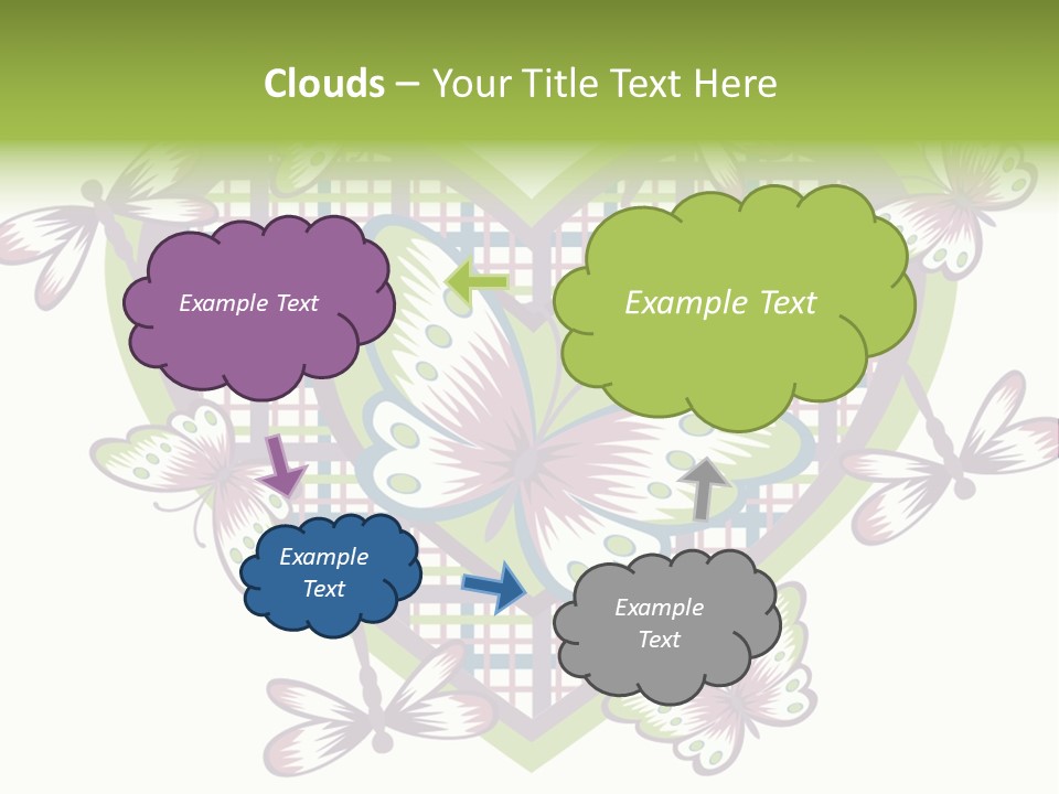 A Heart Shaped Frame With Butterflies On It PowerPoint Template
