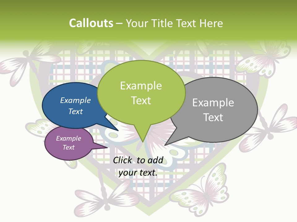 A Heart Shaped Frame With Butterflies On It PowerPoint Template