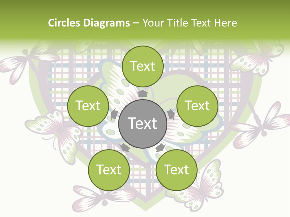 A Heart Shaped Frame With Butterflies On It PowerPoint Template