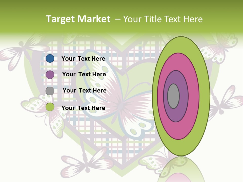 A Heart Shaped Frame With Butterflies On It PowerPoint Template