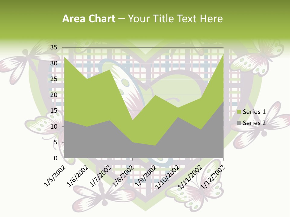 A Heart Shaped Frame With Butterflies On It PowerPoint Template