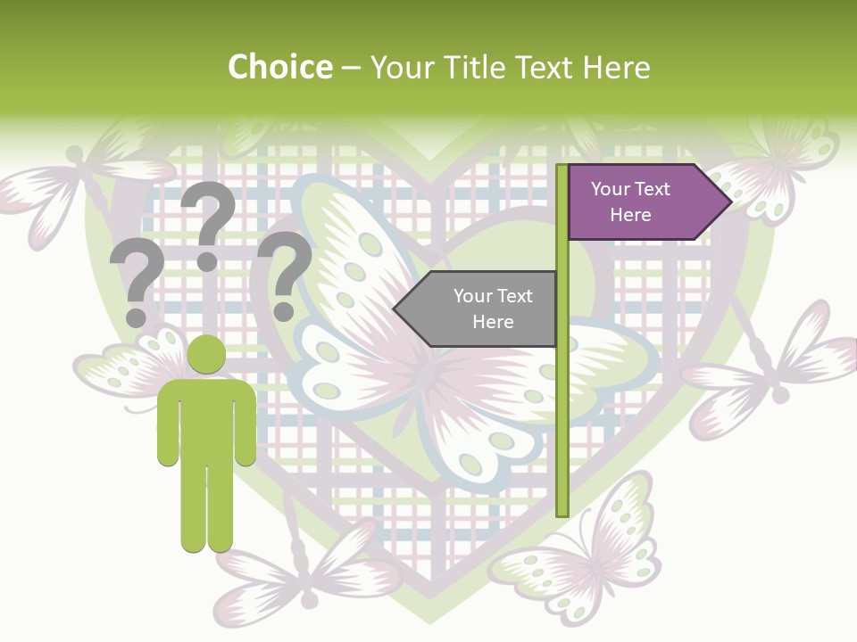 A Heart Shaped Frame With Butterflies On It PowerPoint Template