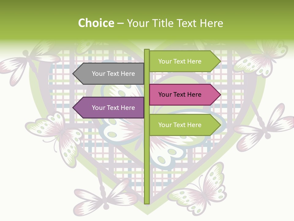 A Heart Shaped Frame With Butterflies On It PowerPoint Template