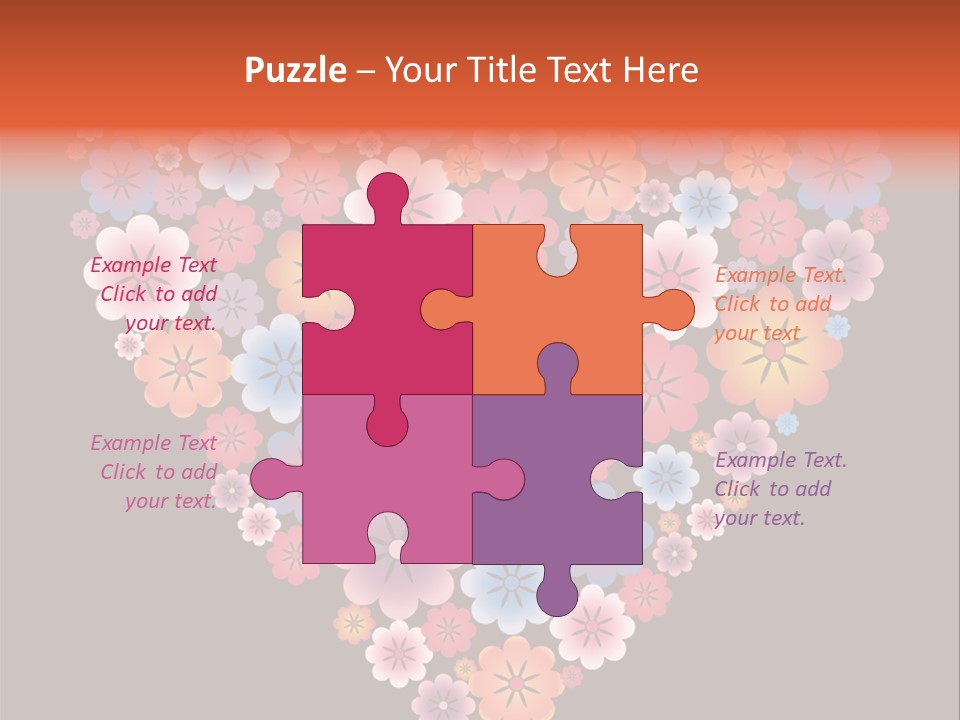 A Heart Shape Made Up Of Flowers On A Black Background PowerPoint Template