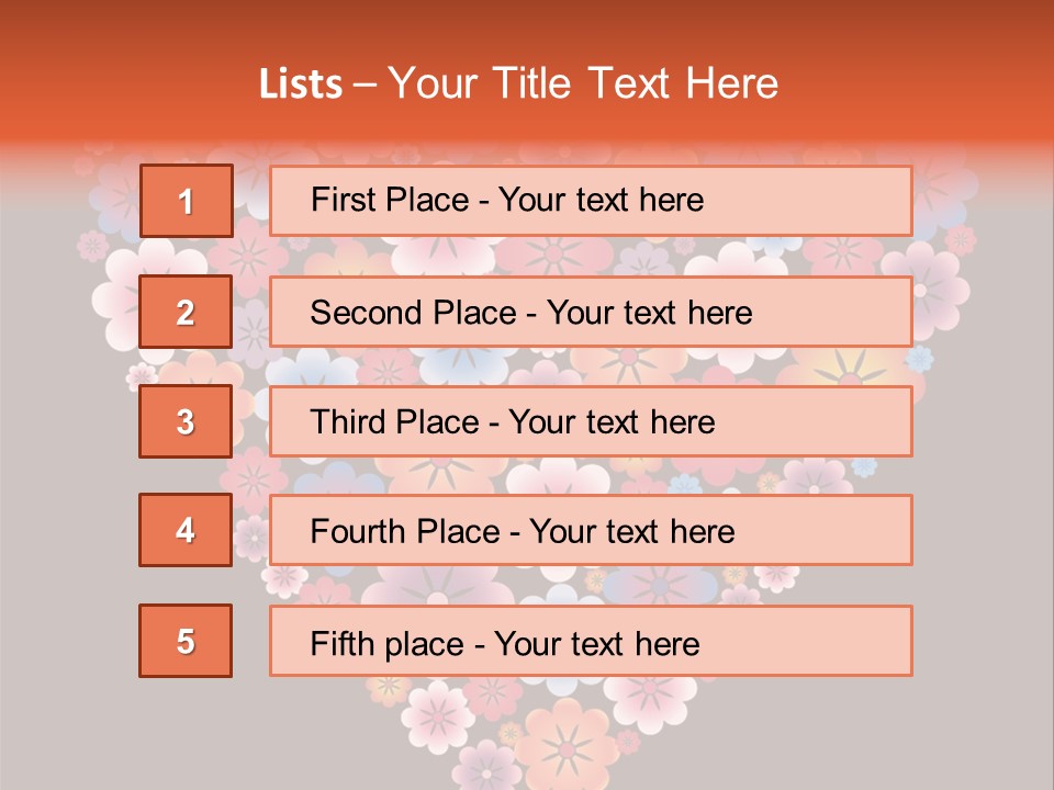 A Heart Shape Made Up Of Flowers On A Black Background PowerPoint Template