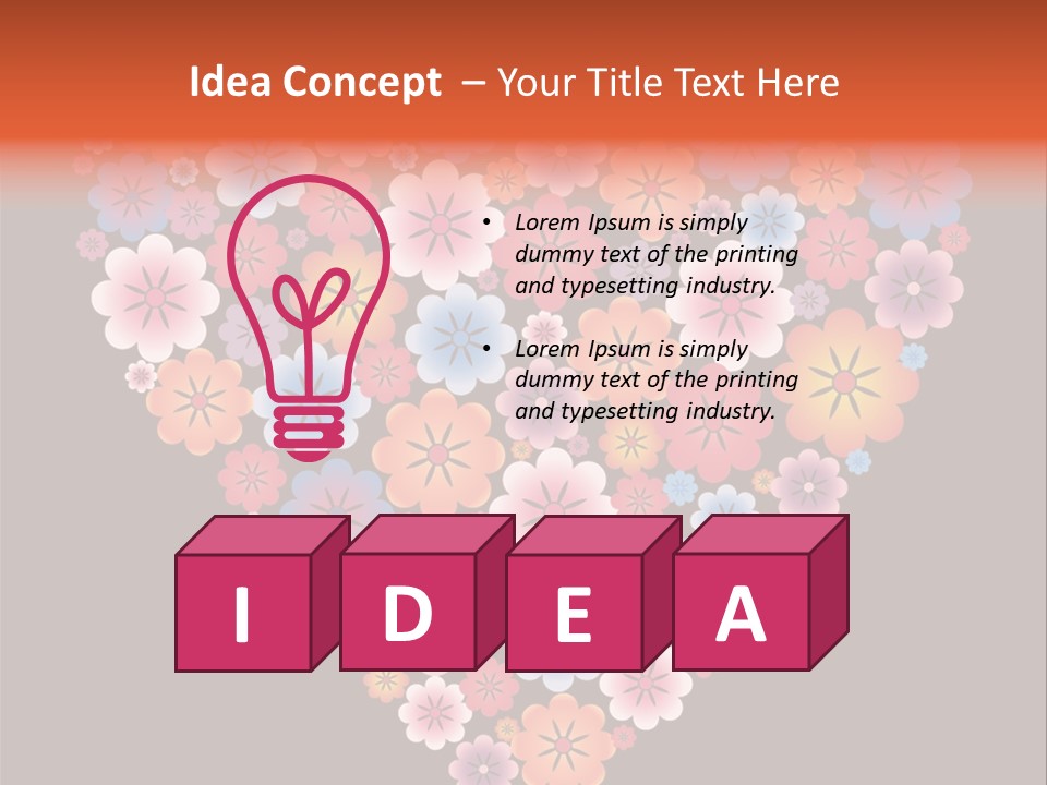 A Heart Shape Made Up Of Flowers On A Black Background PowerPoint Template