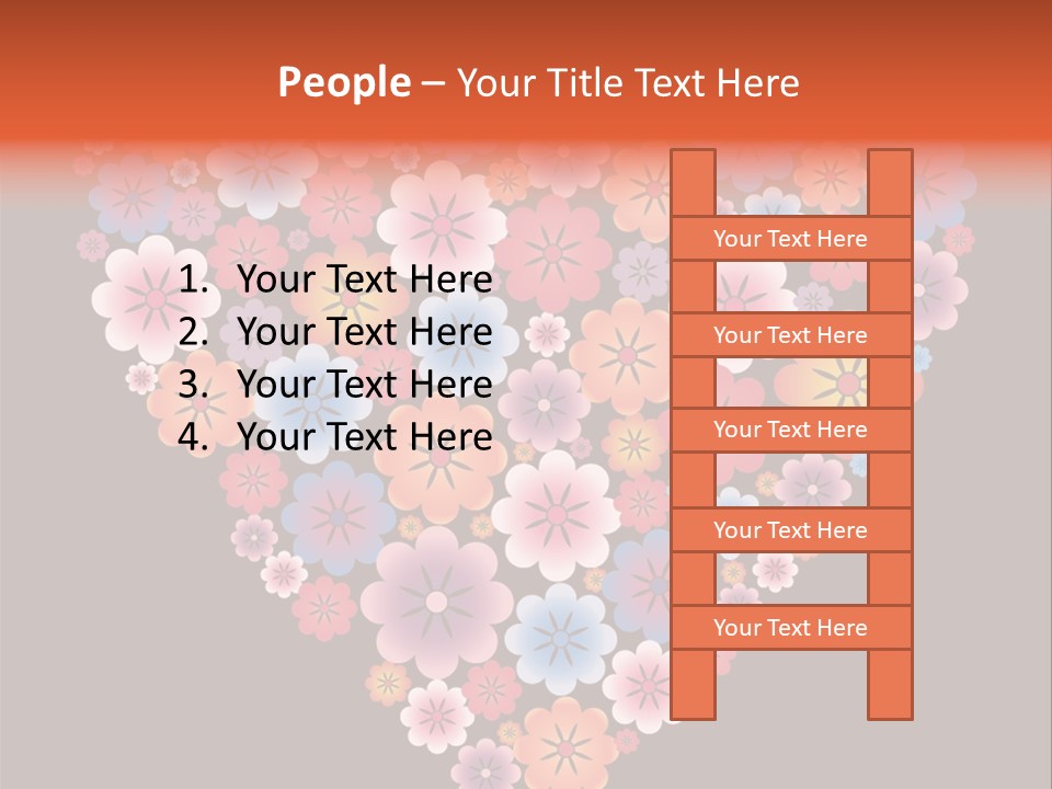 A Heart Shape Made Up Of Flowers On A Black Background PowerPoint Template