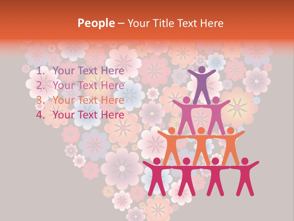 A Heart Shape Made Up Of Flowers On A Black Background PowerPoint Template