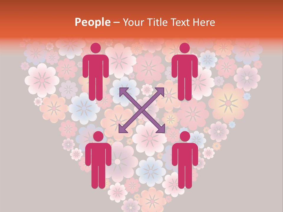 A Heart Shape Made Up Of Flowers On A Black Background PowerPoint Template