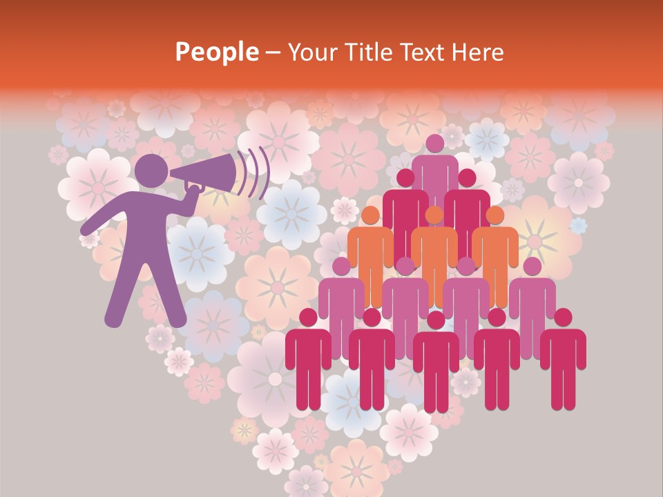 A Heart Shape Made Up Of Flowers On A Black Background PowerPoint Template