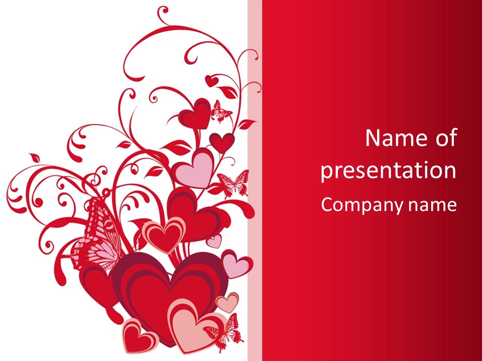 A Bunch Of Hearts On A Red And White Background PowerPoint Template