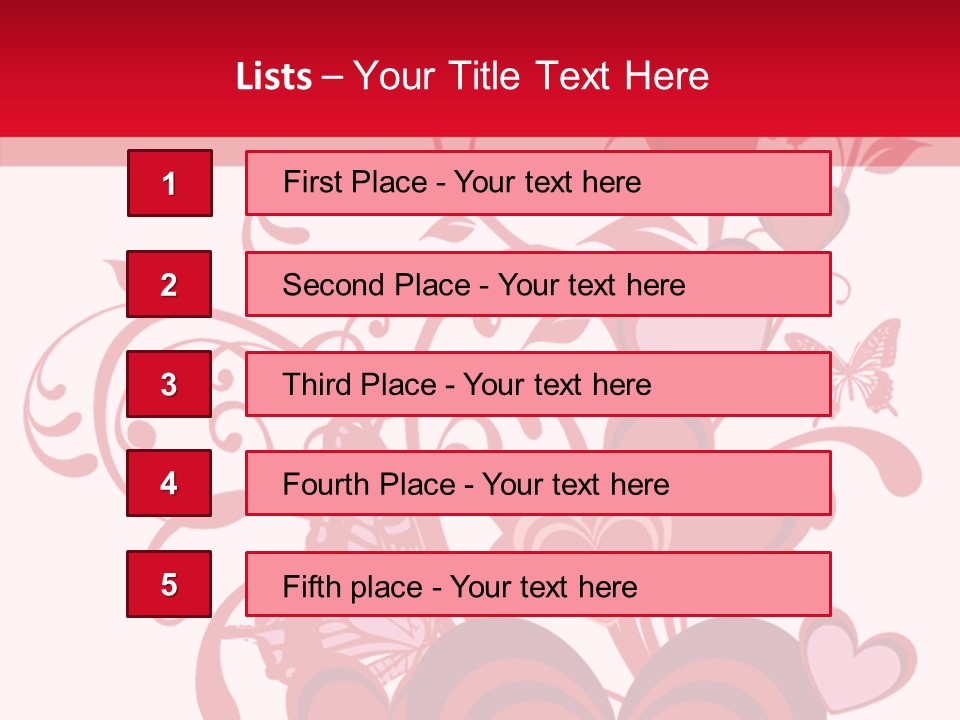 A Bunch Of Hearts On A Red And White Background PowerPoint Template