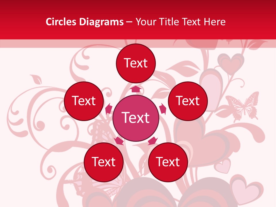 A Bunch Of Hearts On A Red And White Background PowerPoint Template