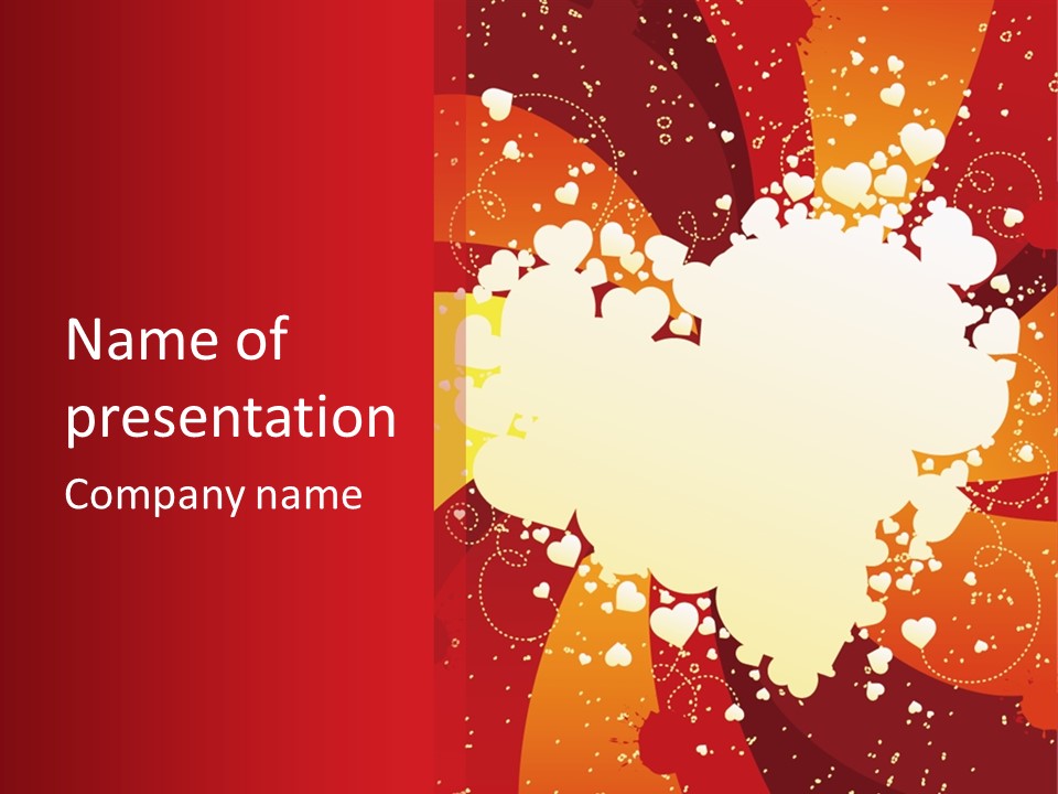 A Red And Yellow Background With A White Heart On It PowerPoint Template