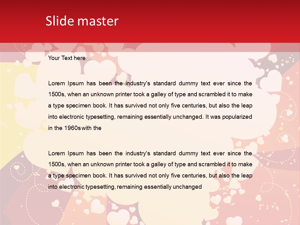 A Red And Yellow Background With A White Heart On It PowerPoint Template