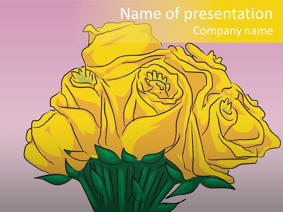 A Bouquet Of Yellow Roses On A Purple Background PowerPoint Template