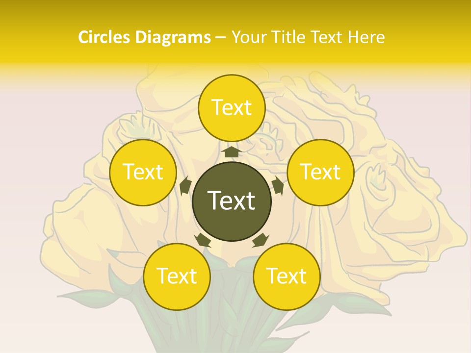 A Bouquet Of Yellow Roses On A Purple Background PowerPoint Template