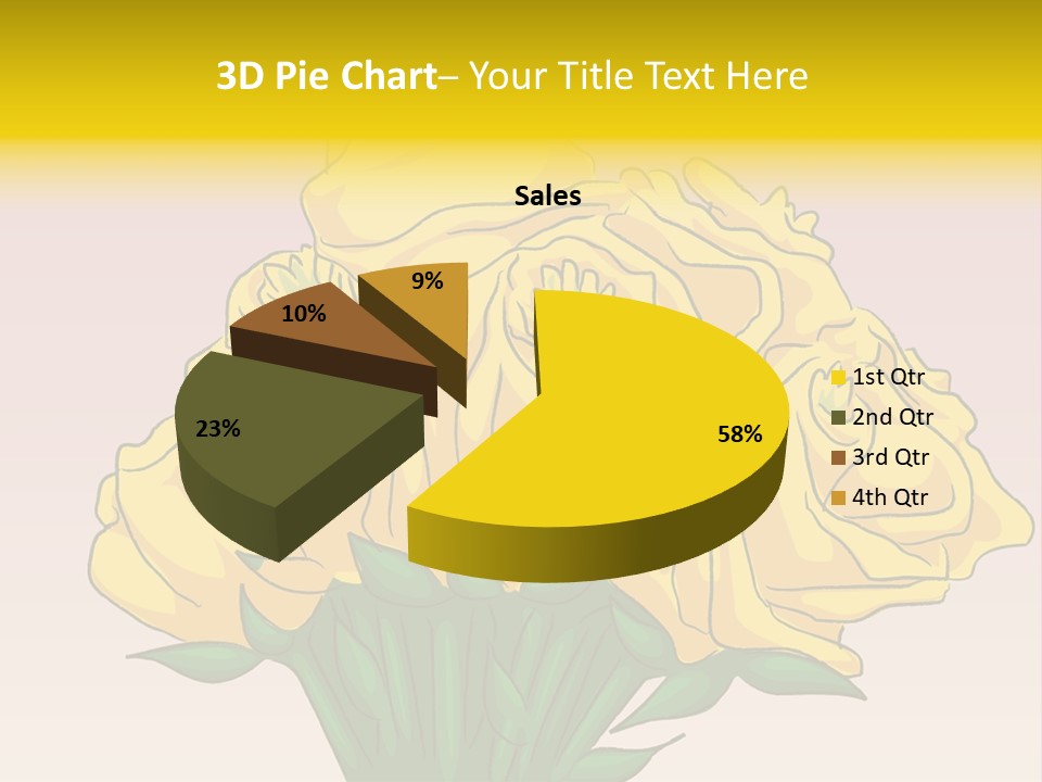 A Bouquet Of Yellow Roses On A Purple Background PowerPoint Template