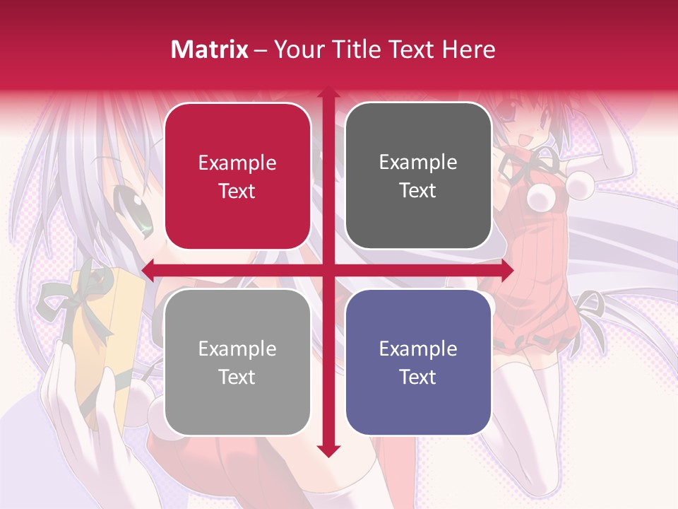 Two Anime Girls With Long White Hair And Green Eyes PowerPoint Template