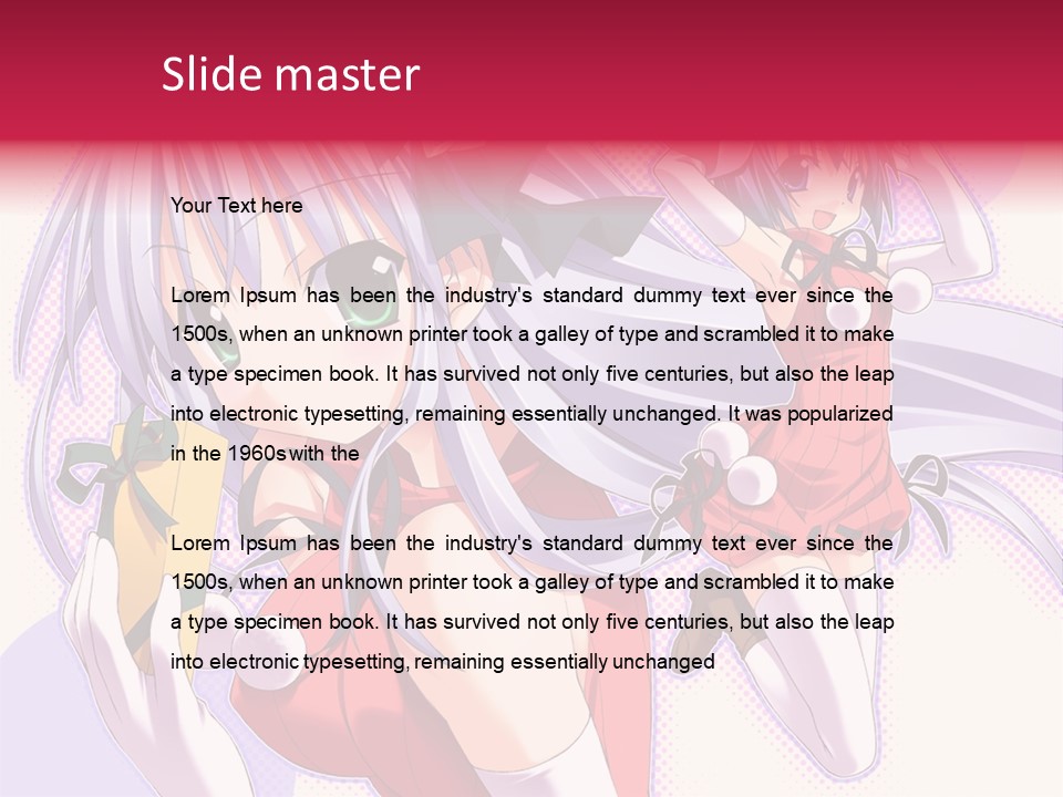 Two Anime Girls With Long White Hair And Green Eyes PowerPoint Template