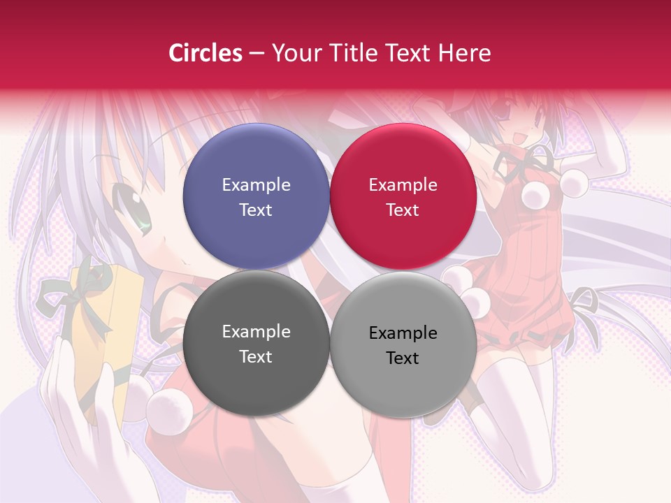 Two Anime Girls With Long White Hair And Green Eyes PowerPoint Template