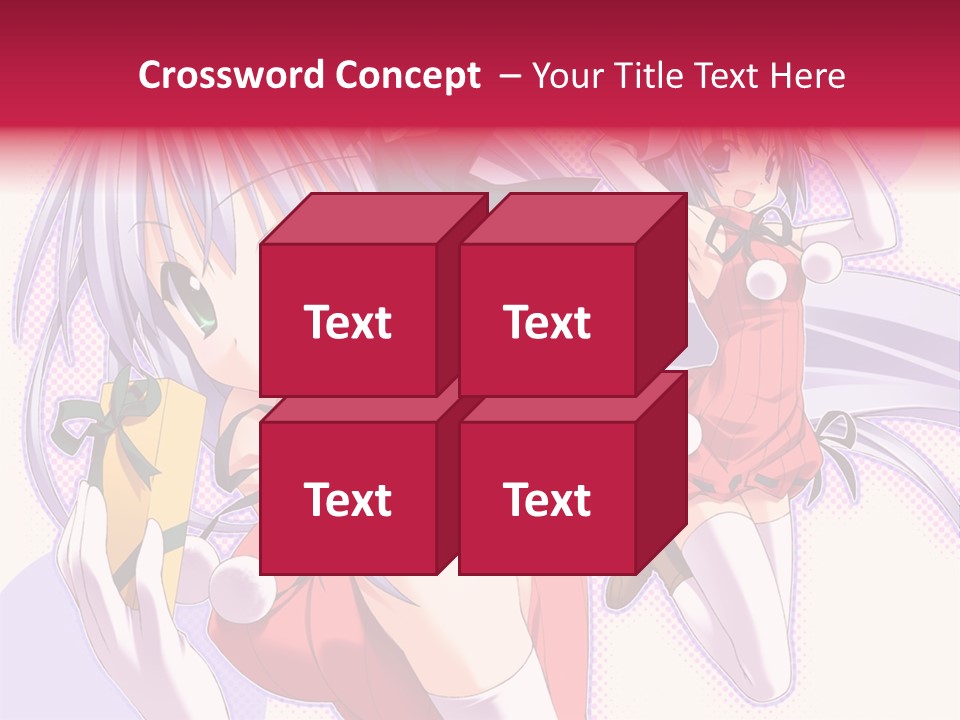 Two Anime Girls With Long White Hair And Green Eyes PowerPoint Template