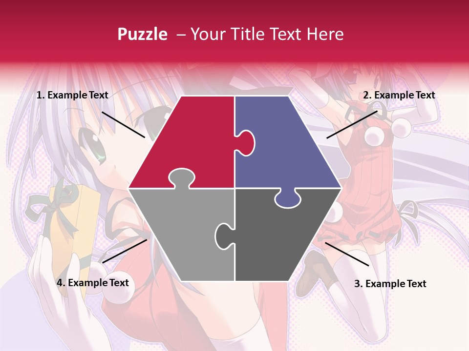 Two Anime Girls With Long White Hair And Green Eyes PowerPoint Template