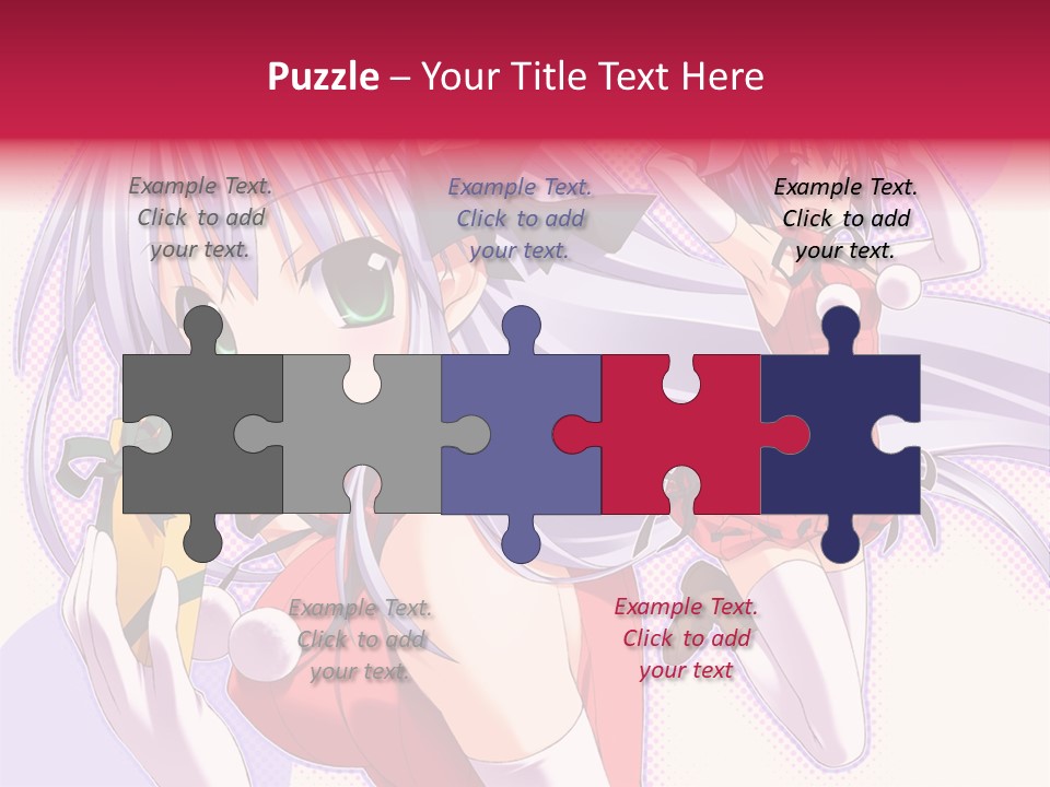 Two Anime Girls With Long White Hair And Green Eyes PowerPoint Template