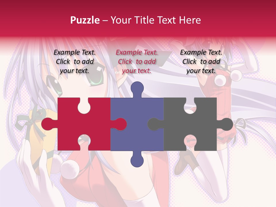 Two Anime Girls With Long White Hair And Green Eyes PowerPoint Template