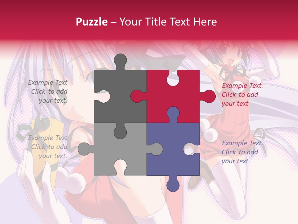 Two Anime Girls With Long White Hair And Green Eyes PowerPoint Template