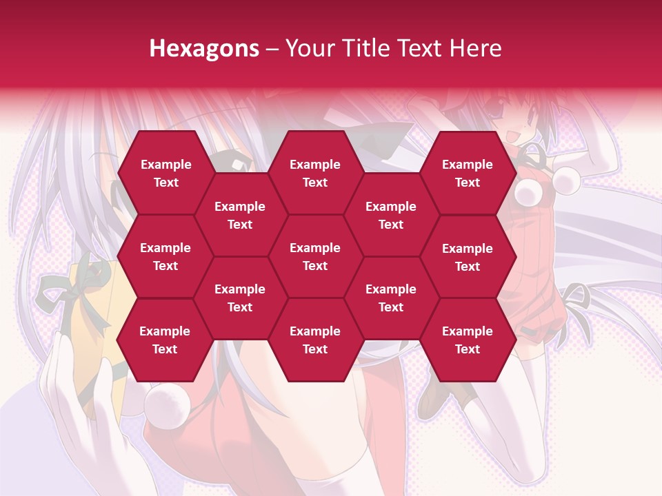 Two Anime Girls With Long White Hair And Green Eyes PowerPoint Template