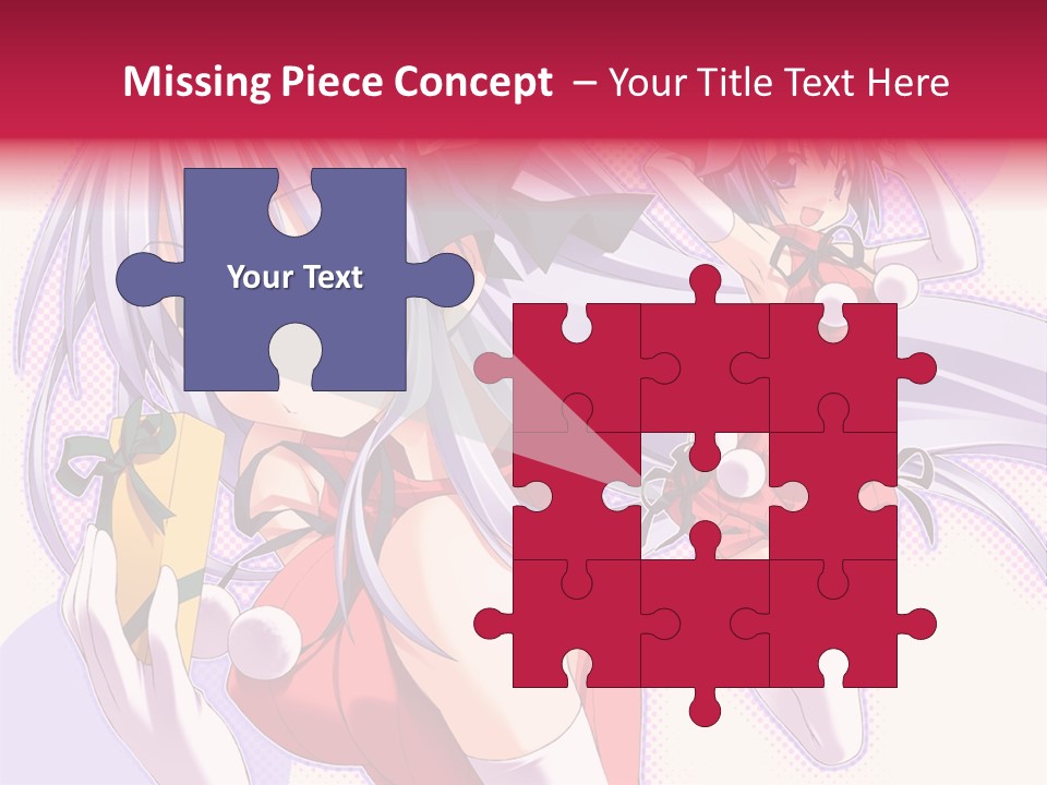 Two Anime Girls With Long White Hair And Green Eyes PowerPoint Template