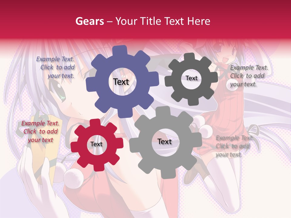 Two Anime Girls With Long White Hair And Green Eyes PowerPoint Template