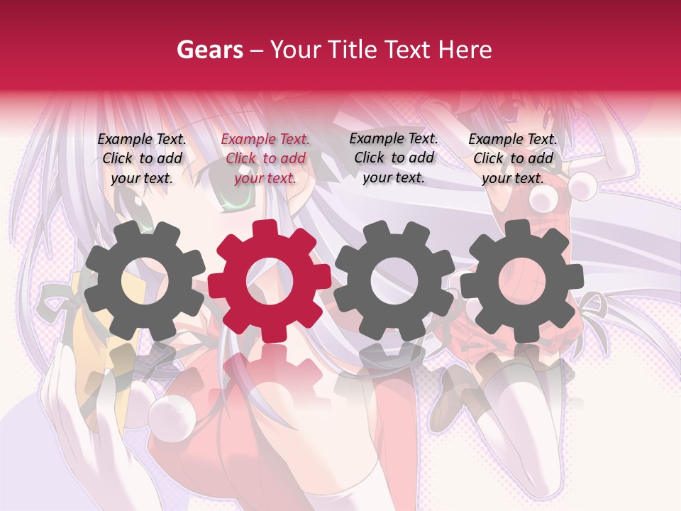 Two Anime Girls With Long White Hair And Green Eyes PowerPoint Template