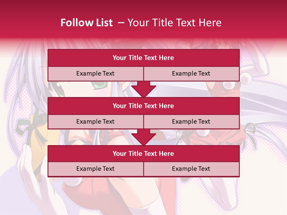 Two Anime Girls With Long White Hair And Green Eyes PowerPoint Template