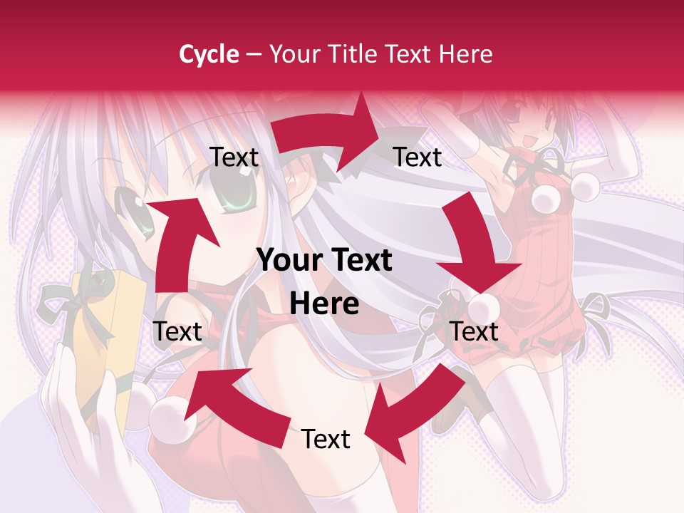 Two Anime Girls With Long White Hair And Green Eyes PowerPoint Template