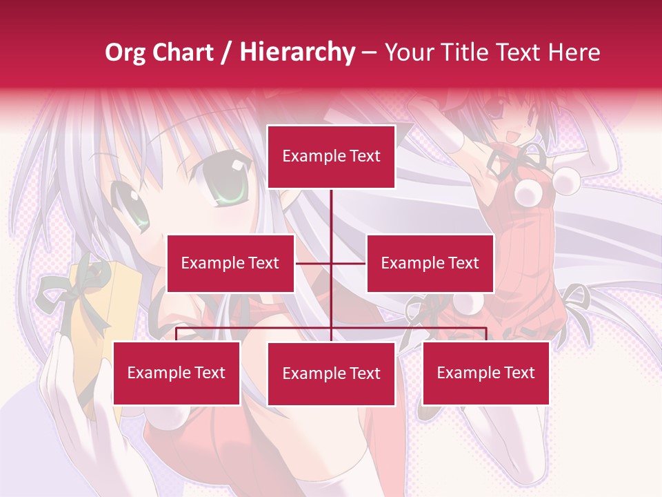 Two Anime Girls With Long White Hair And Green Eyes PowerPoint Template