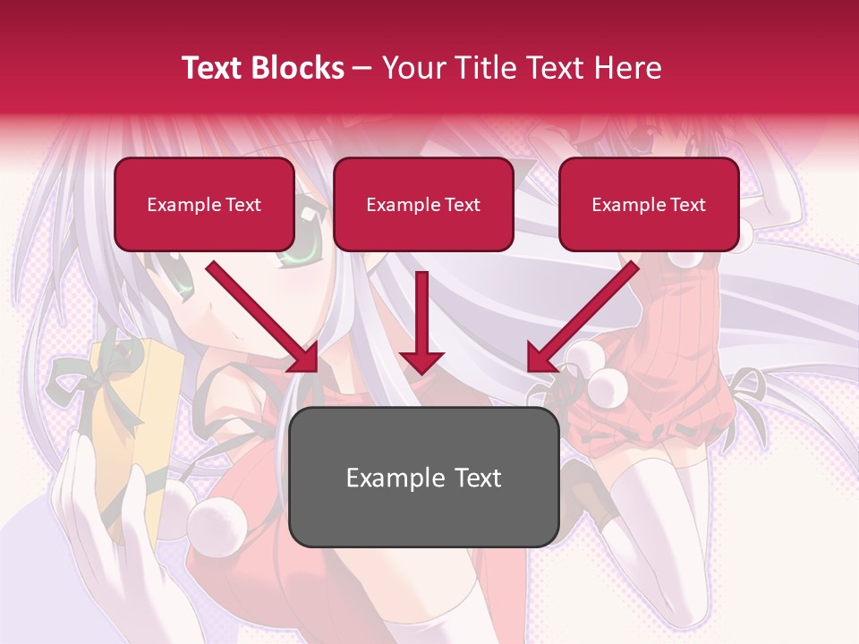 Two Anime Girls With Long White Hair And Green Eyes PowerPoint Template