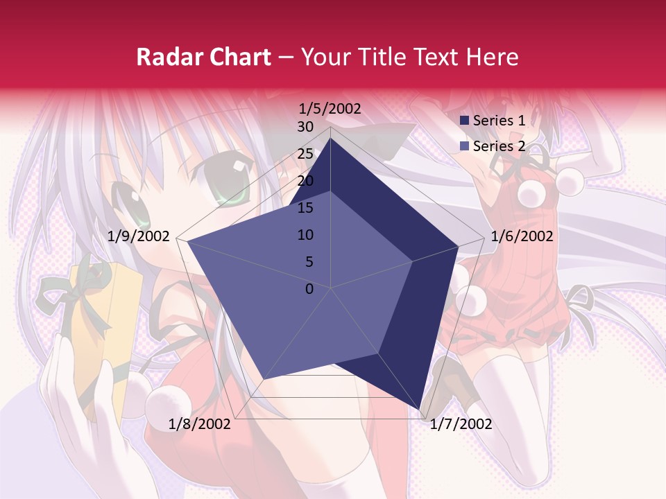 Two Anime Girls With Long White Hair And Green Eyes PowerPoint Template