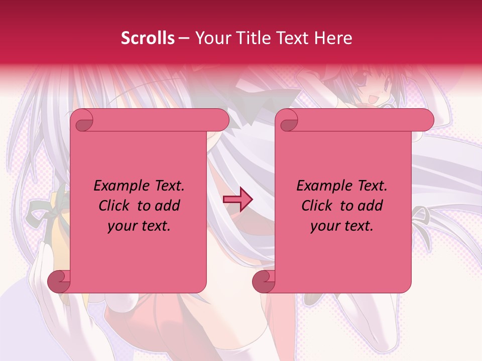 Two Anime Girls With Long White Hair And Green Eyes PowerPoint Template