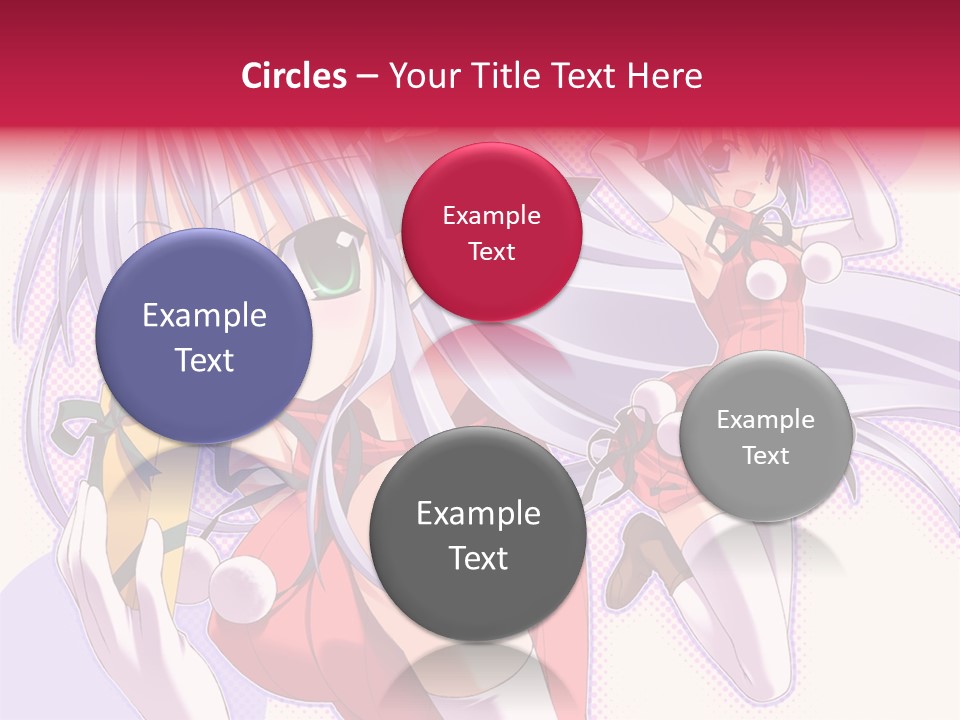 Two Anime Girls With Long White Hair And Green Eyes PowerPoint Template