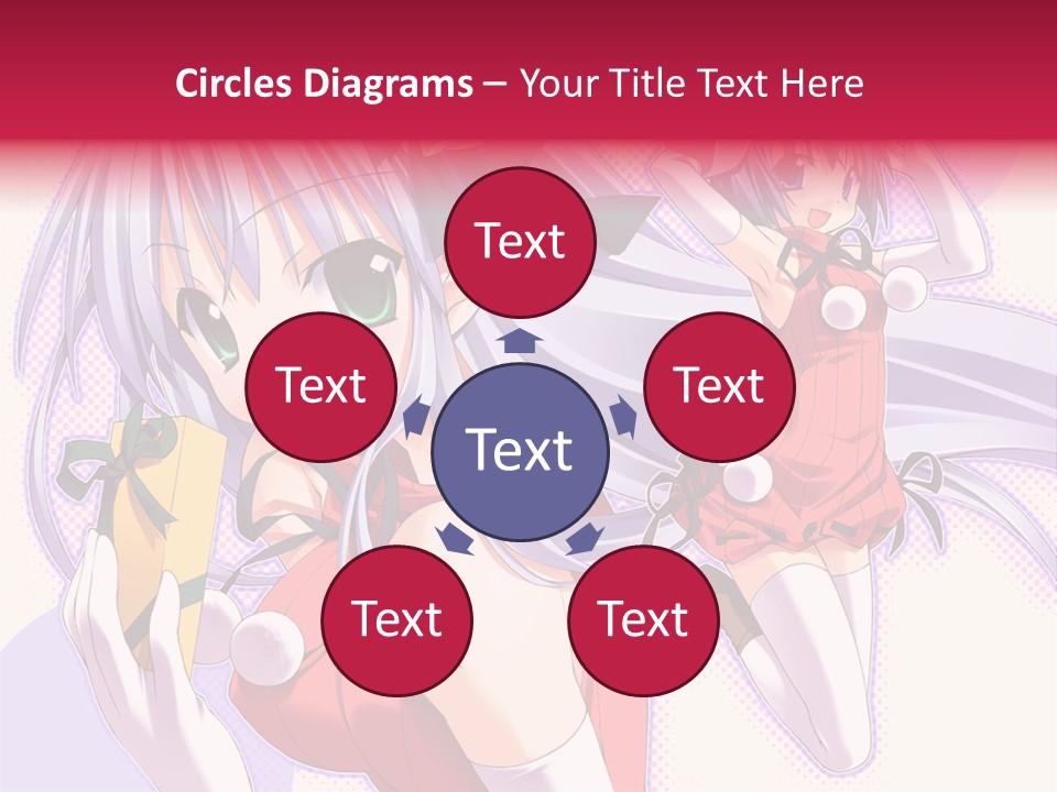 Two Anime Girls With Long White Hair And Green Eyes PowerPoint Template