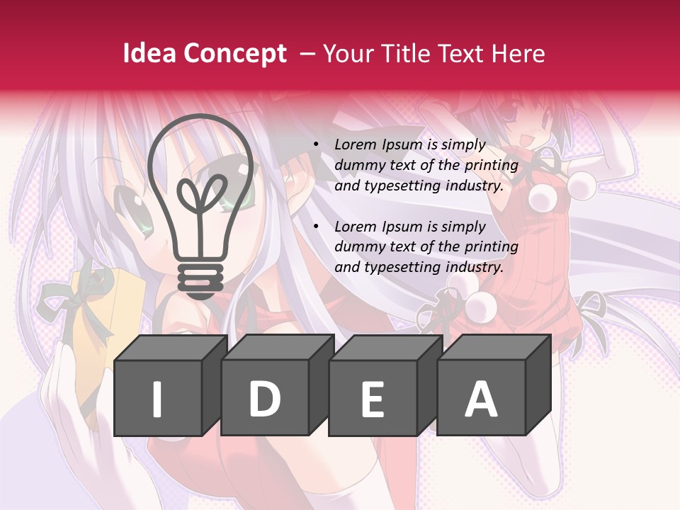 Two Anime Girls With Long White Hair And Green Eyes PowerPoint Template