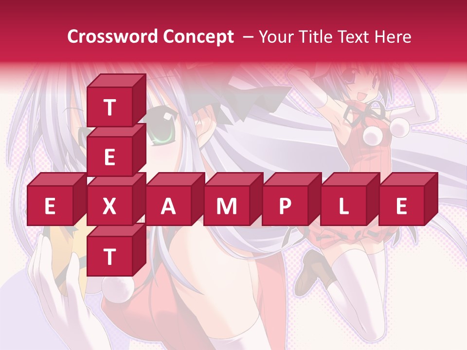 Two Anime Girls With Long White Hair And Green Eyes PowerPoint Template