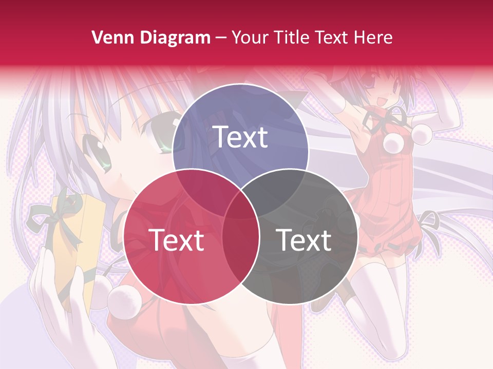 Two Anime Girls With Long White Hair And Green Eyes PowerPoint Template