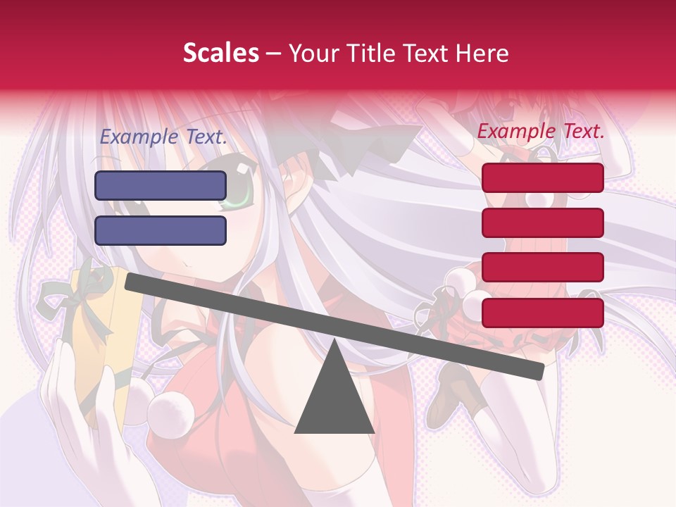 Two Anime Girls With Long White Hair And Green Eyes PowerPoint Template