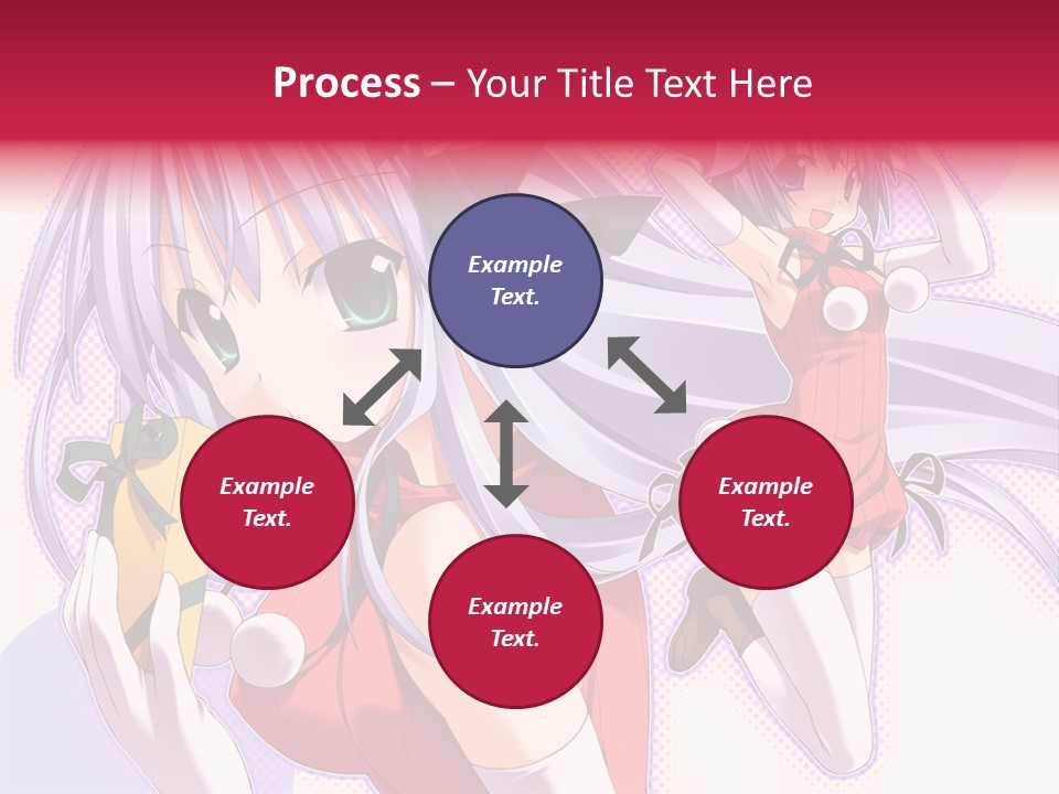 Two Anime Girls With Long White Hair And Green Eyes PowerPoint Template