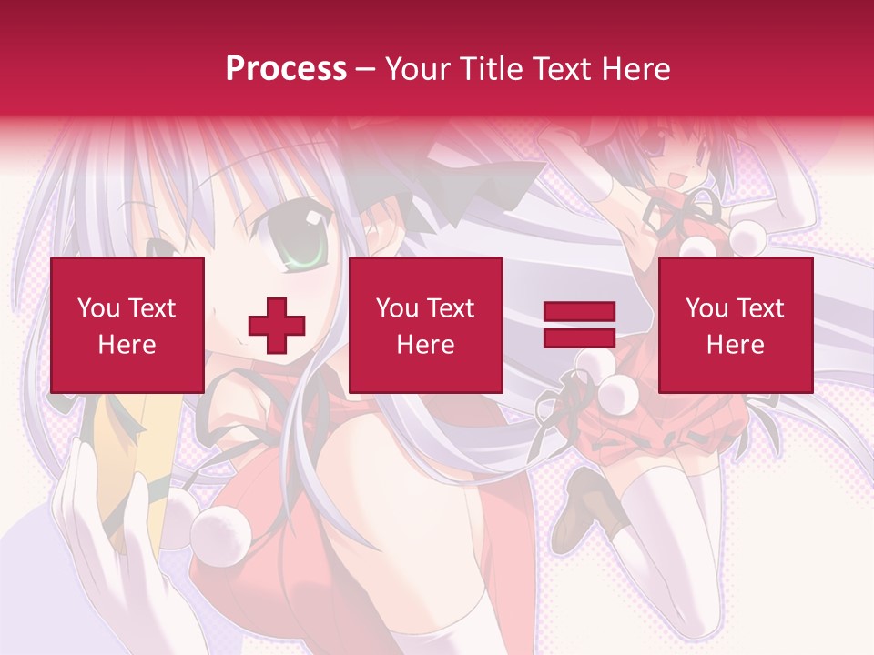 Two Anime Girls With Long White Hair And Green Eyes PowerPoint Template