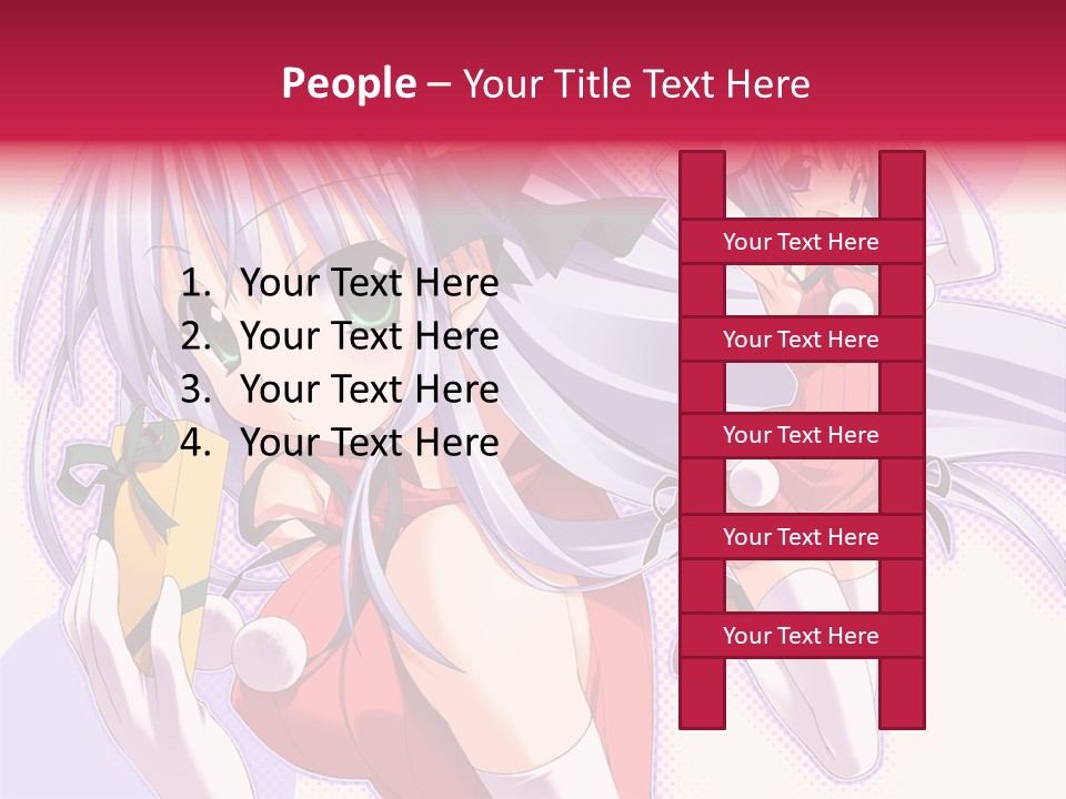 Two Anime Girls With Long White Hair And Green Eyes PowerPoint Template