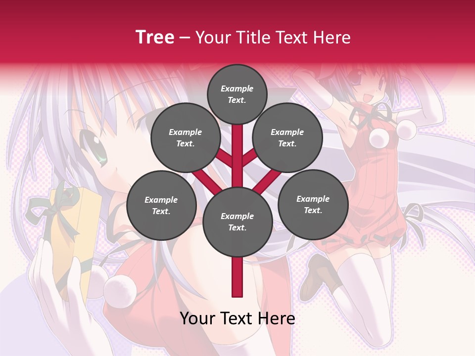 Two Anime Girls With Long White Hair And Green Eyes PowerPoint Template